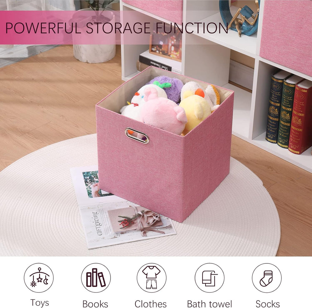 13x13x13 Inch Foldable Cube Storage Bins with Metal Handles, 4 Pack
