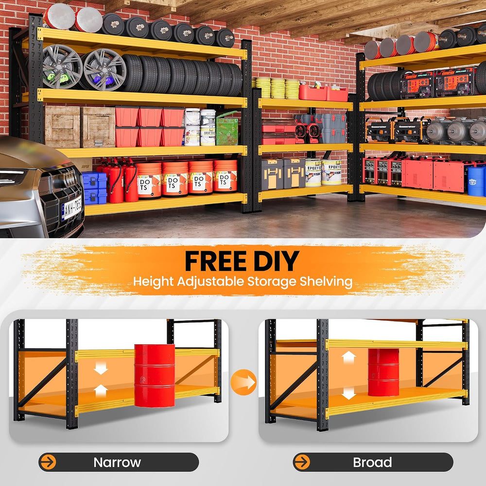 48” Wide Heavy Duty Metal Garage Shelving, Adjustable Storage Shelf