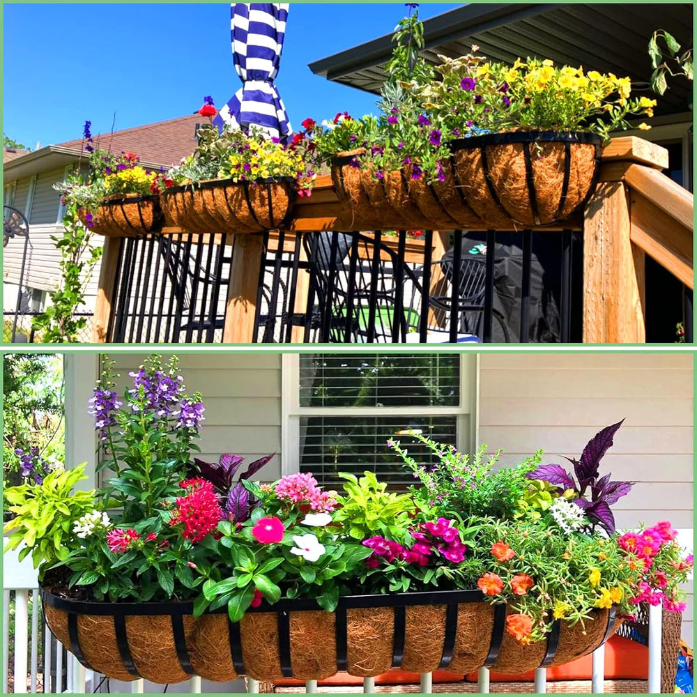 Railing Planter Window Box - 2 Pack 30 Inch Deck Balcony Rail Planter with Co...