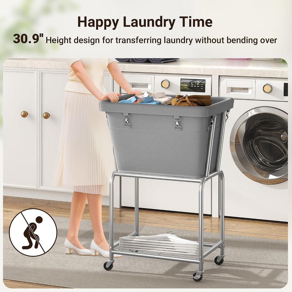 ELYKEN Rolling Laundry Hamper with Wheels, Removable Bag, Laundry Cart