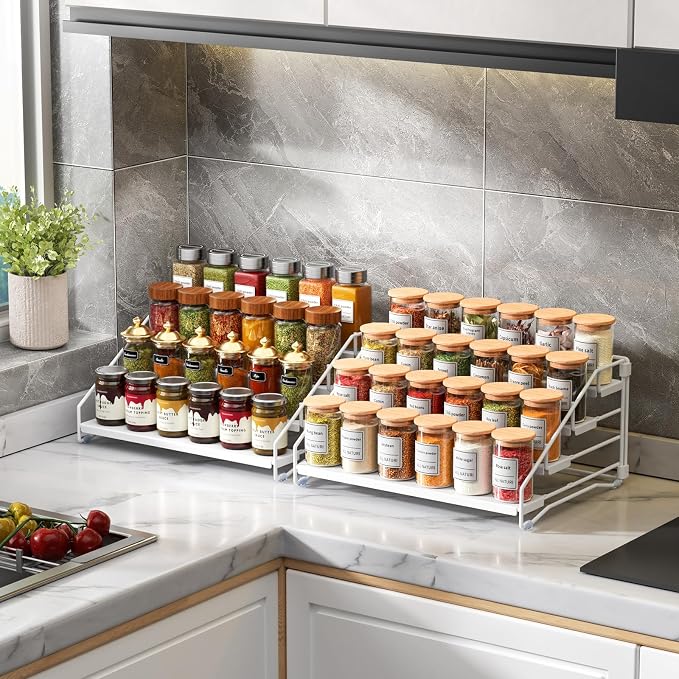 RCHYFEED Spice Rack Organizer for Cabinet, 4 Tier Spice Organization for