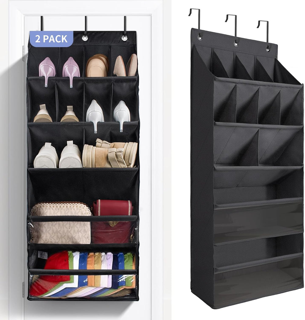 2 Pack Over the Door Shoe Organizers, Hanging Shoe Organizers Large Pockets