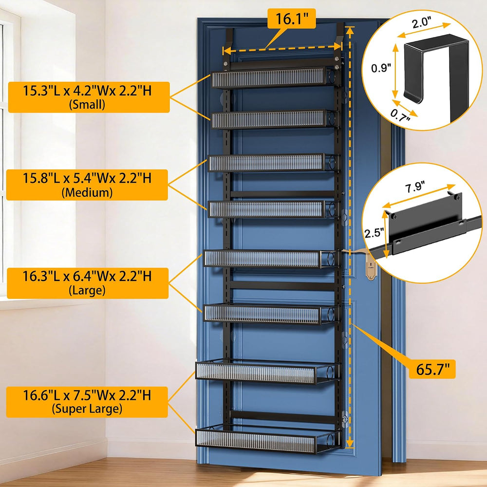 Over the Door Pantry Organizer 8 Tiers Hanging Door or Wall Mounted Spice Rac...