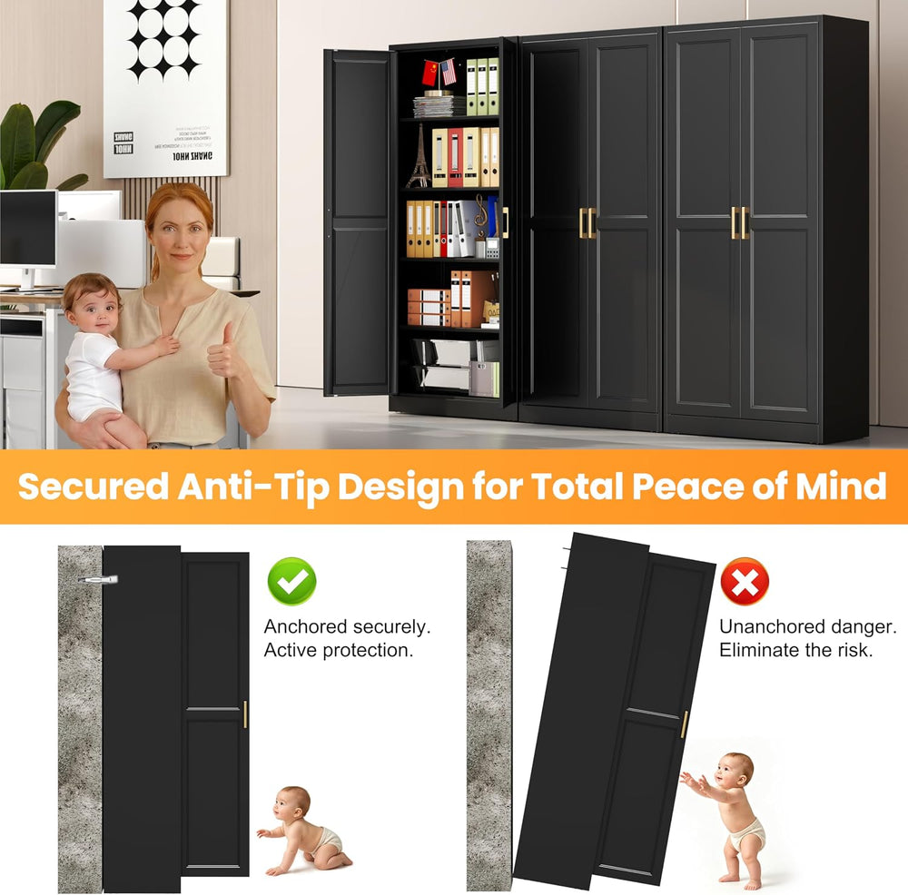 71" Metal Pantry Cabinet,Storage Cabinet with Doors and Shelves