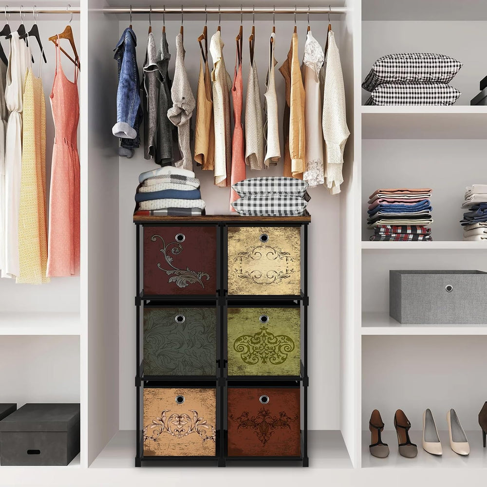 VASICAR Small Fabric Dresser with 6 Drawers, DIY Cube Organizer for Closet