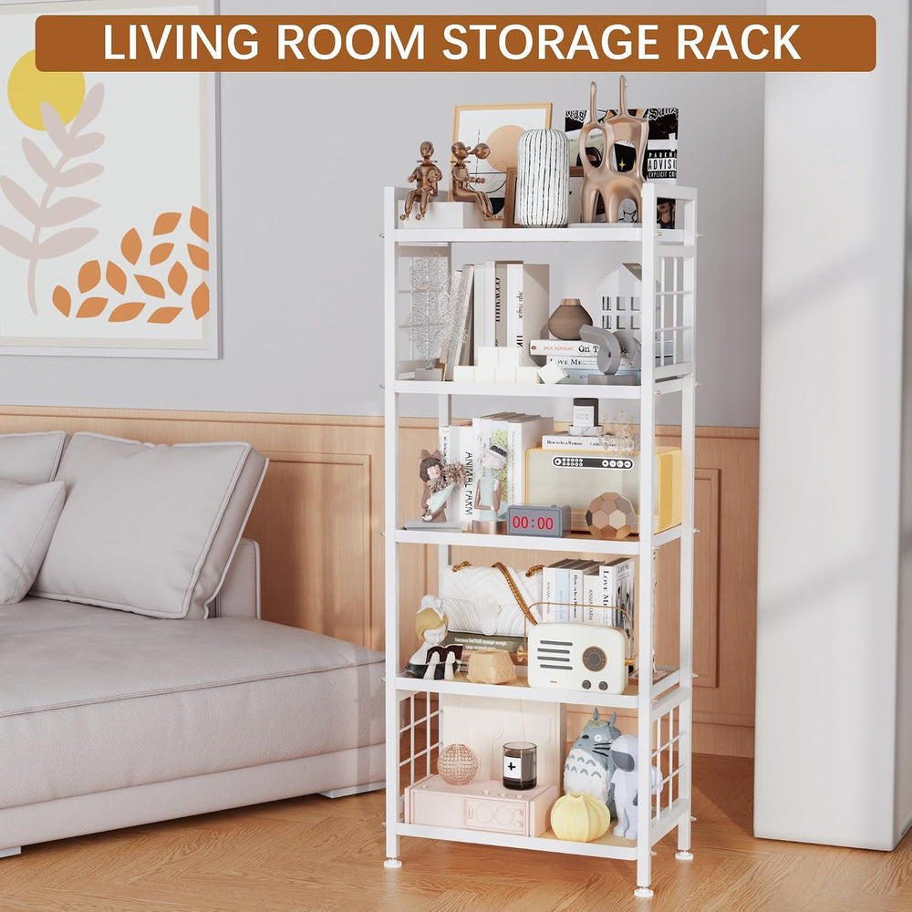 GIOTORENT 5-Tier Pantry Shelves with Wooden Boards, Heavy Duty Storage Shelve...