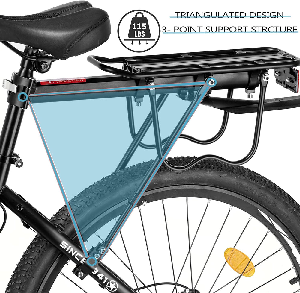 Rear Bike Rack,Bike Cargo Rack w/Fender & Large Size Reflective,Quick Rel...