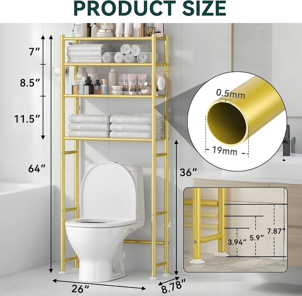 4-Tier Over The Toilet Storage Shelves, Gold