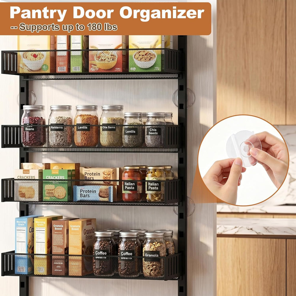 Over the Door Pantry Organizer, 8-Tier Heavy-Duty Door Spice Rack with Mesh B...