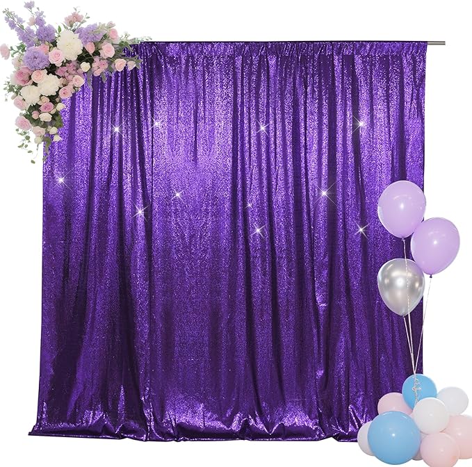 SquarePie Sequin Backdrop Less Transparent Background Sparkly Curtain for Wed...