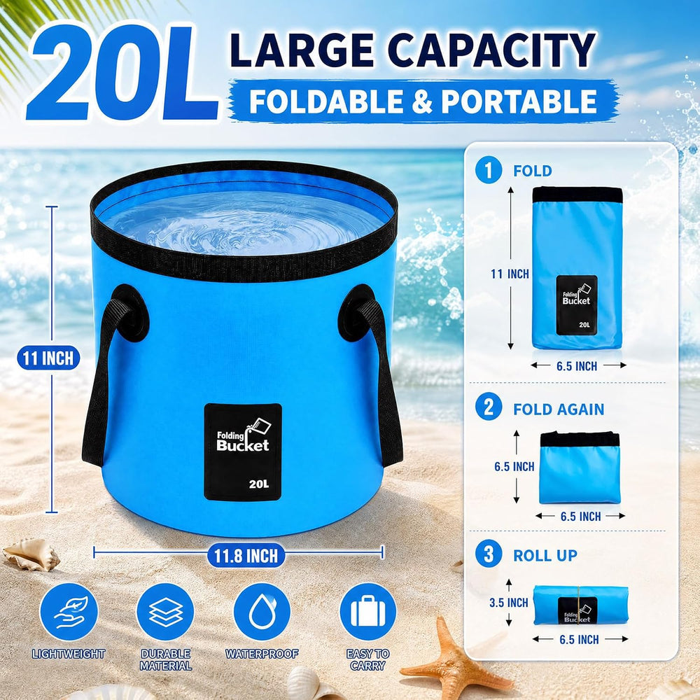 5 Gallon 4 Pack Collapsible Bucket,Blue