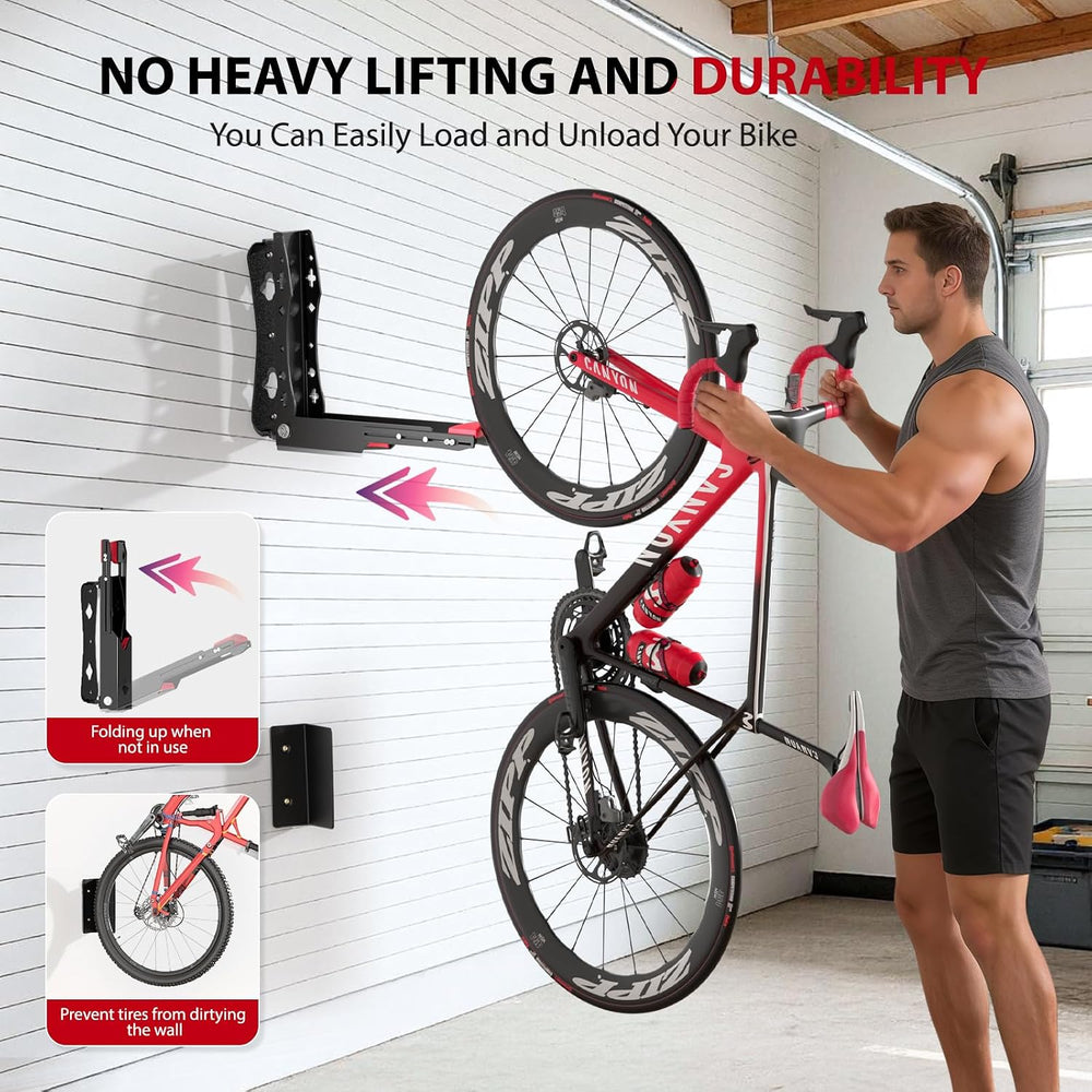 Swivel Bike Wall Mount,No Heavy Lifting Bike Wall Mount,Space-Saving Bike Rac...