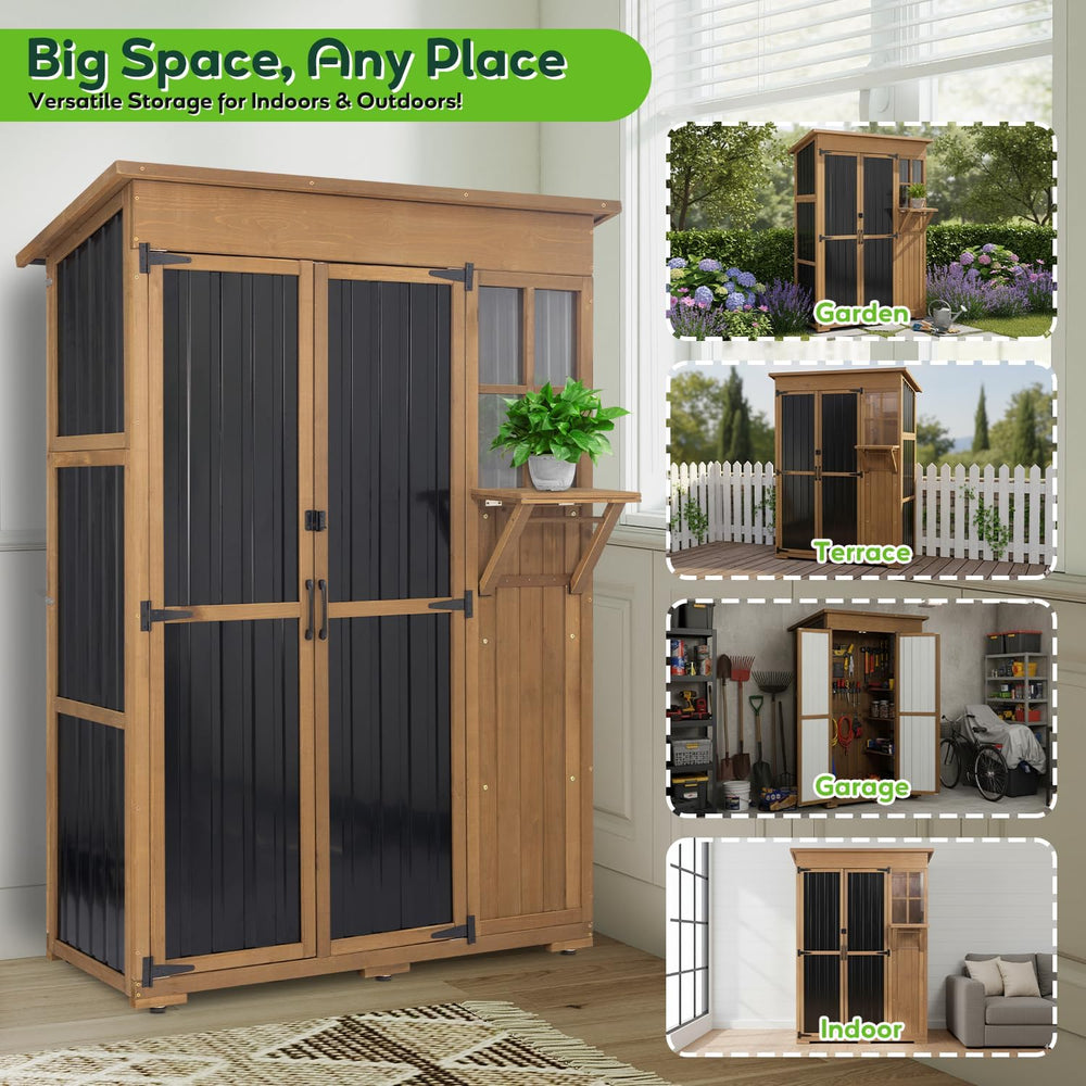 Large Outdoor Storage Cabinet Waterproof with Shelves, Outside Storage Shed T...