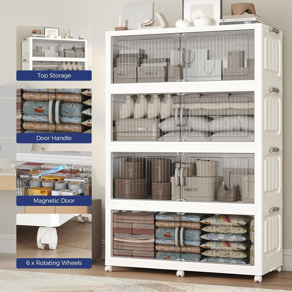 200Gal Extra Large Foldable Storage Organizer with Lid, 800QT Stackable Plast...