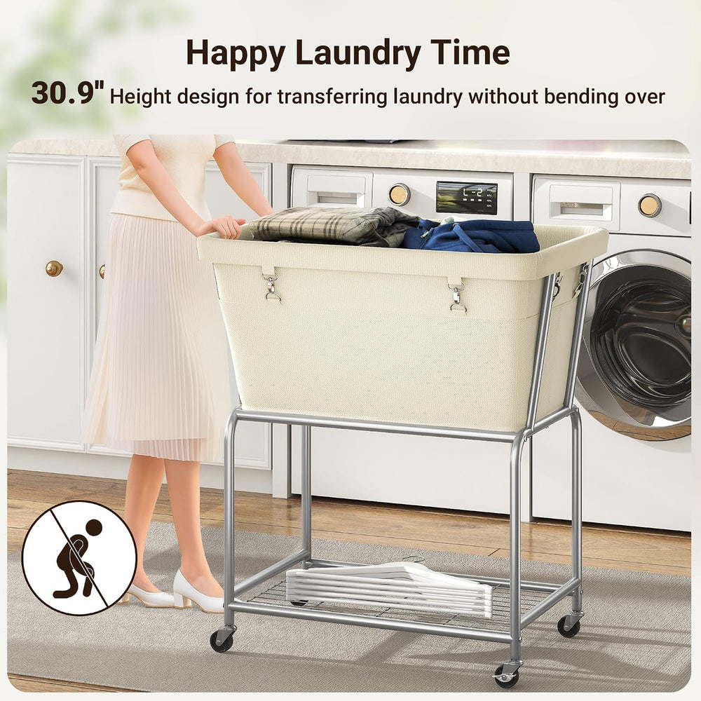 ELYKEN Rolling Laundry Hamper with Wheels, Removable Bag, Laundry Cart