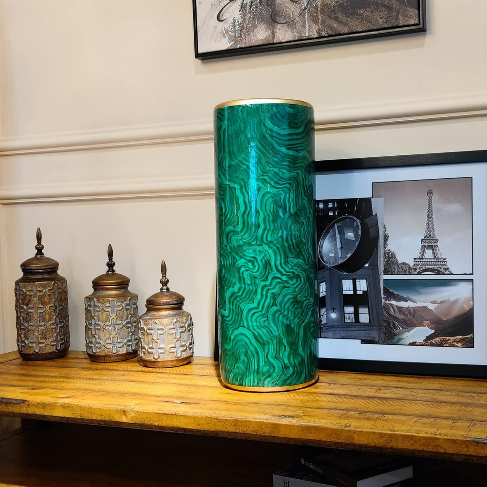 24" H Ceramic Umbrella Stand Malachite Green for Entryway Indoor
