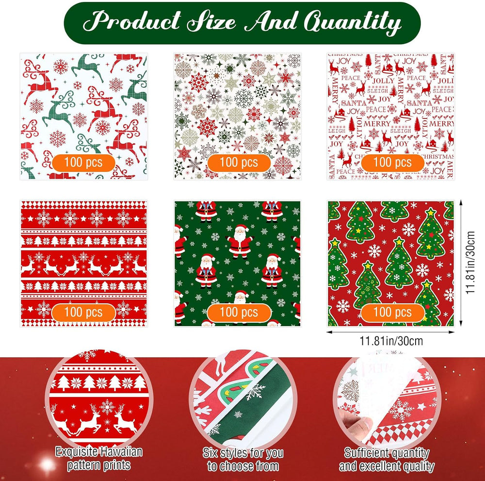 Reallnaive 600 Pcs Christmas Elk Wax Paper Sheets for Food 12 x 12 Inch
