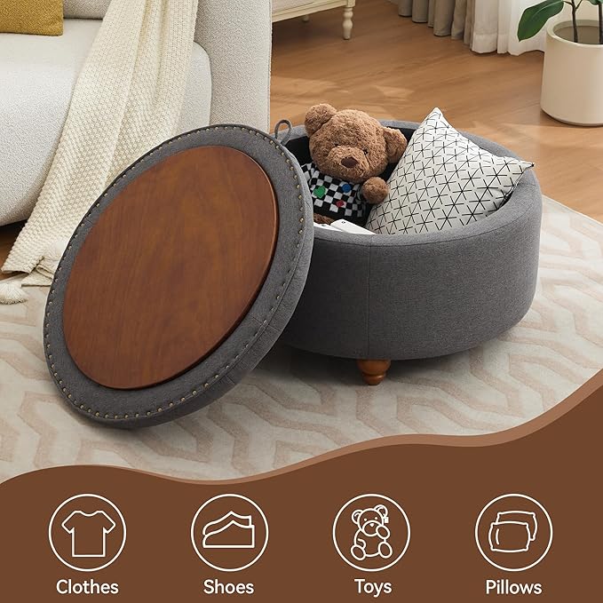 30Inch Round Storage Ottoman