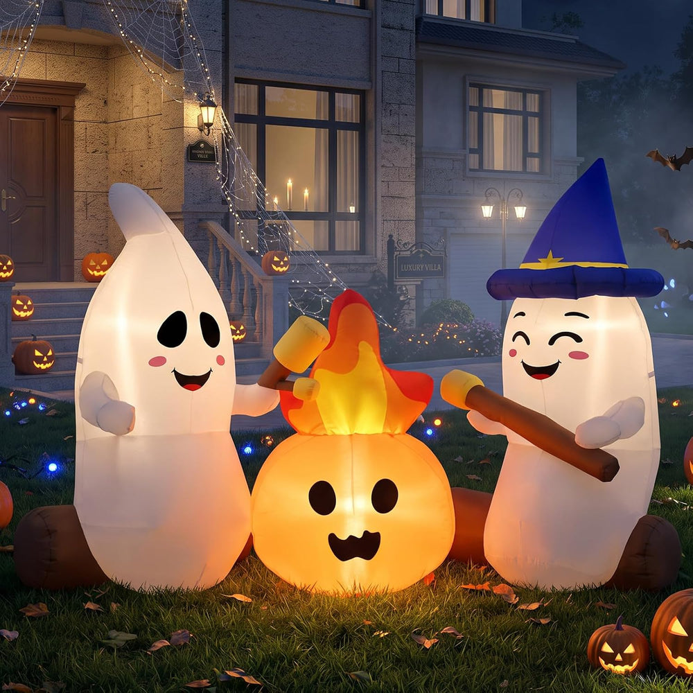 6FT Halloween Inflatables Ghosts Outdoor Cute Blow ups Yard Decorations for G...