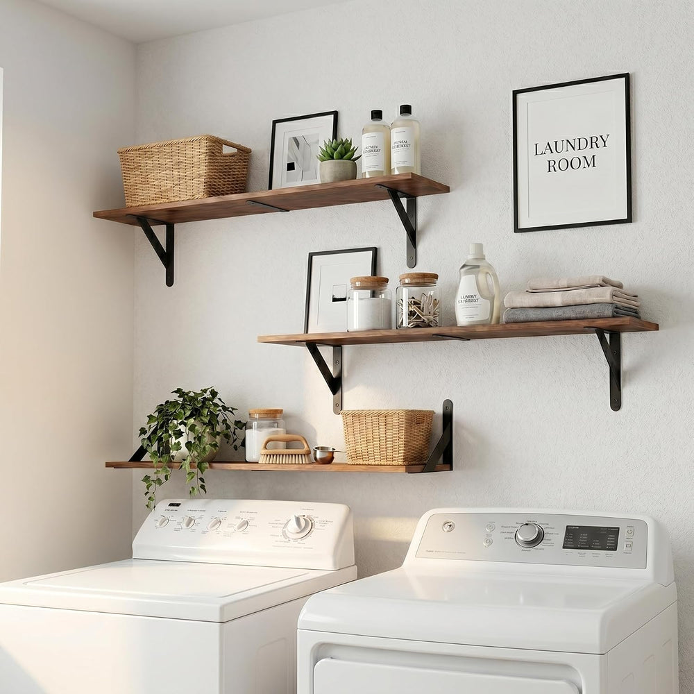 WOPITUES Long Wall Shelves 32″W x 8″D, Floating Book Shelves Max Load 65lbs