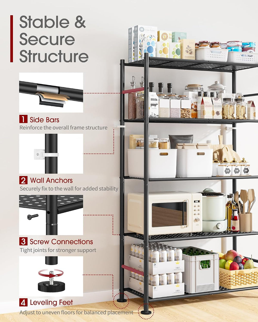 Sakugi 5-Tier Garage Shelving Unit - Heavy-Duty Metal Storage Shelves, Anti-T...