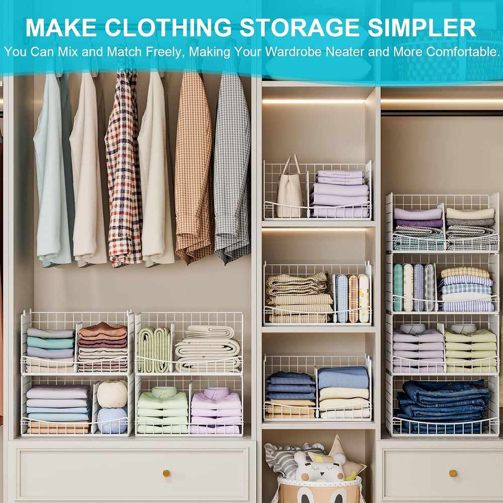 Hongtamoya 4-Tier Closet Organizers and Storage Basket with Divider, Foldable...