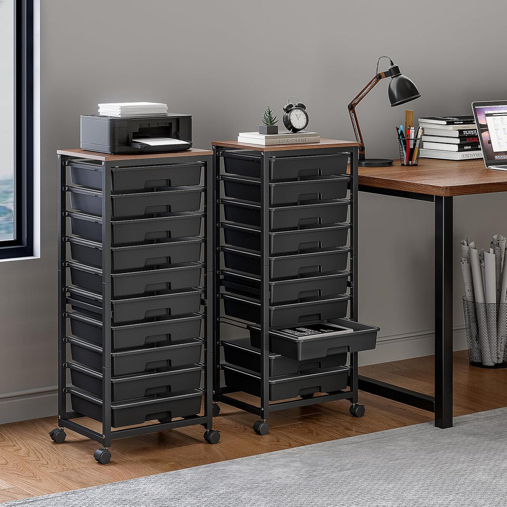 SYKIARIOL 10 Drawer Rolling Cart,Black