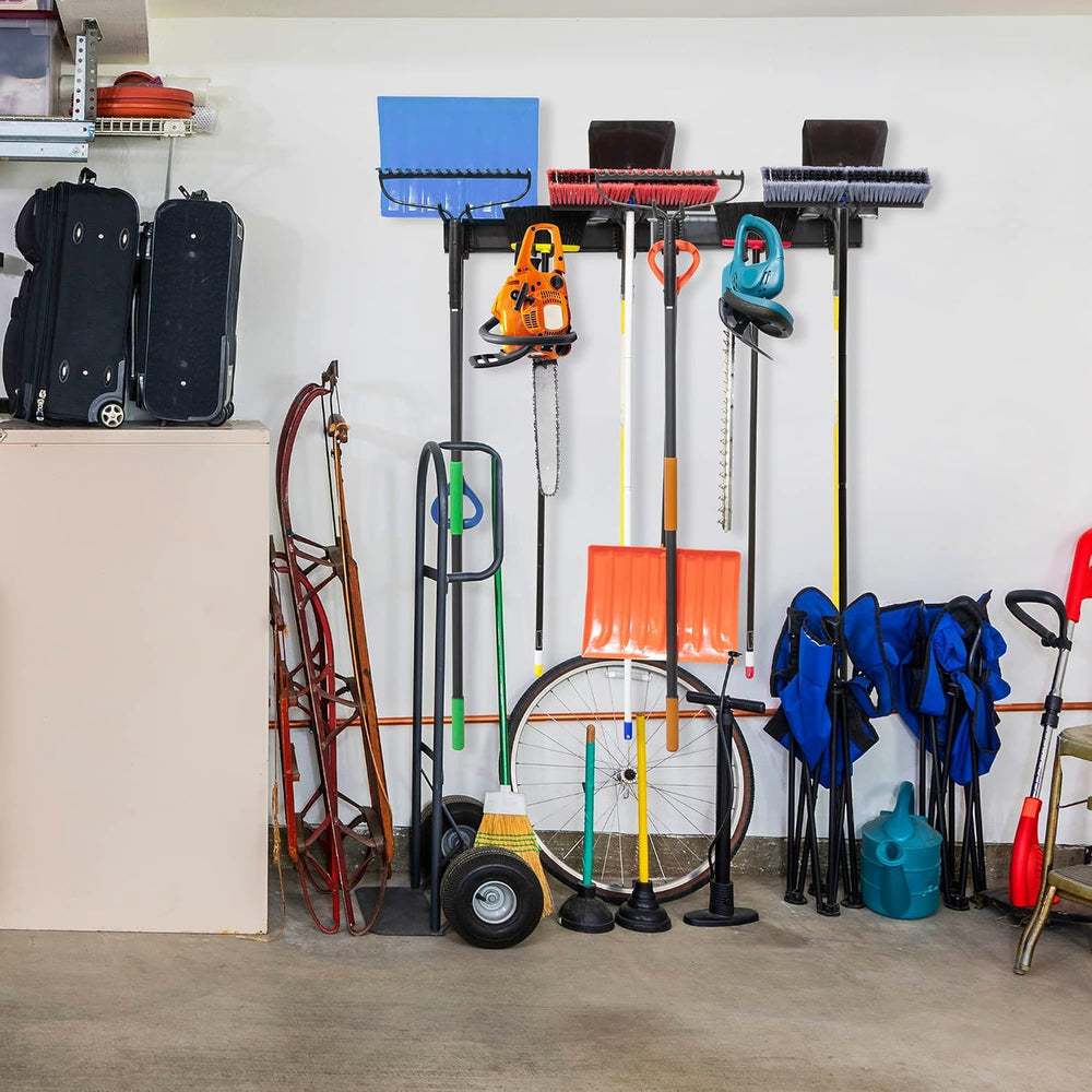 Tool Storage Rack, 8 Piece Garage Organizer, Metal, Wall mounted, Holder for ...