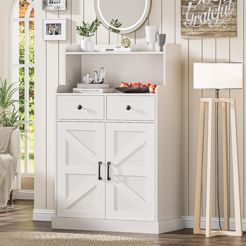 Farmhouse Bathroom Storage Cabinet with 2 Drawers & 2 Doors, Kitchen Cabi...