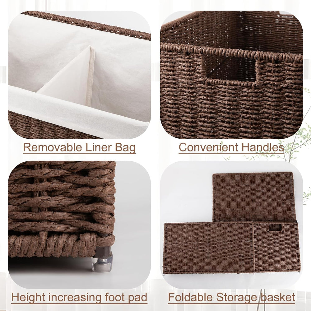 OIAHOMY Storage Basket with Lid, 17.2 Gallon (65L) Blanket Basket with Remova...
