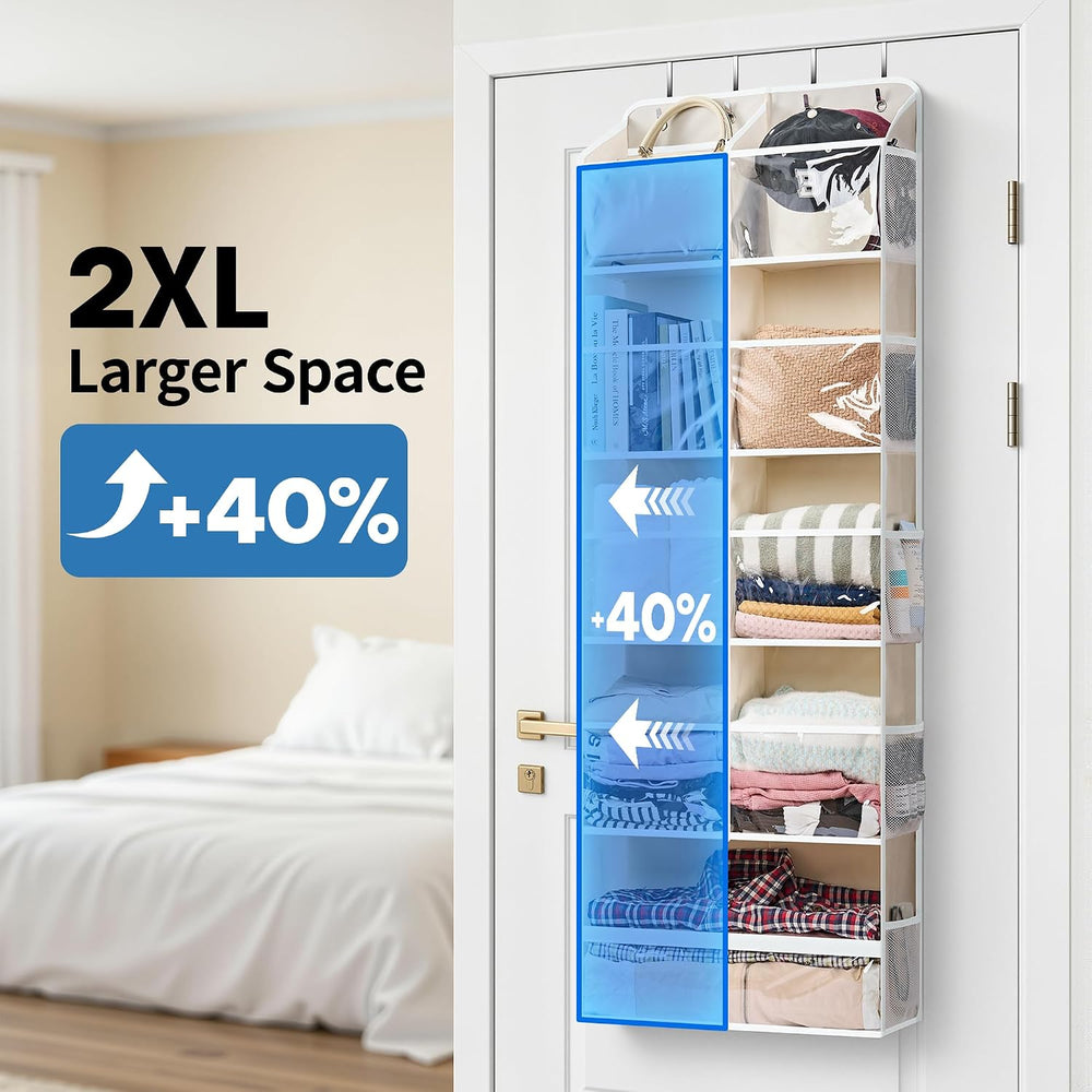 JARLINK Over the Door Organizer, Extra Large Storage for Bedroom, Beige