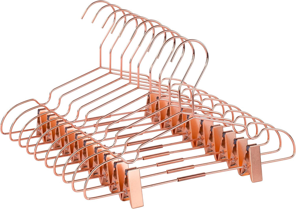50 Pack 13" Rose Copper Gold Shiny Metal Wire Clothes Hangers with Clips...