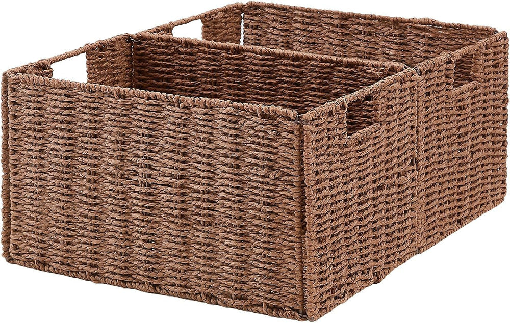 Vagusicc Large Wicker Storage Basket, Set of 2 Baskets for Organizing Brown