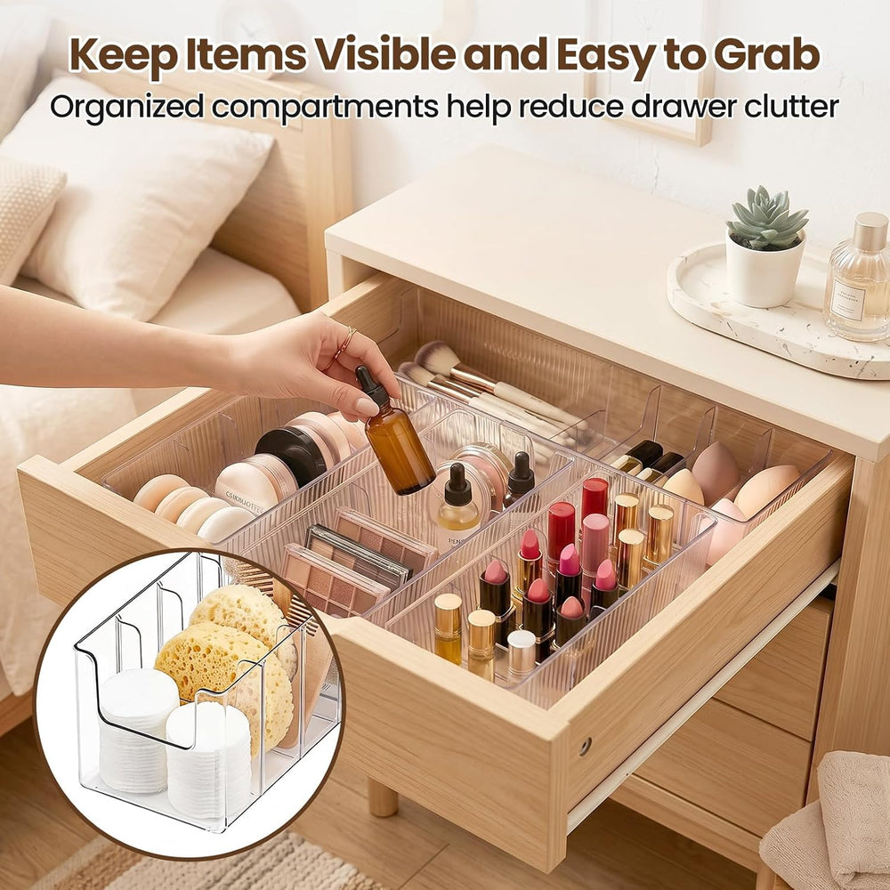 3 Pack Adjustable Drawer Organizers, Expandable Multi-Purpose Storage Bins