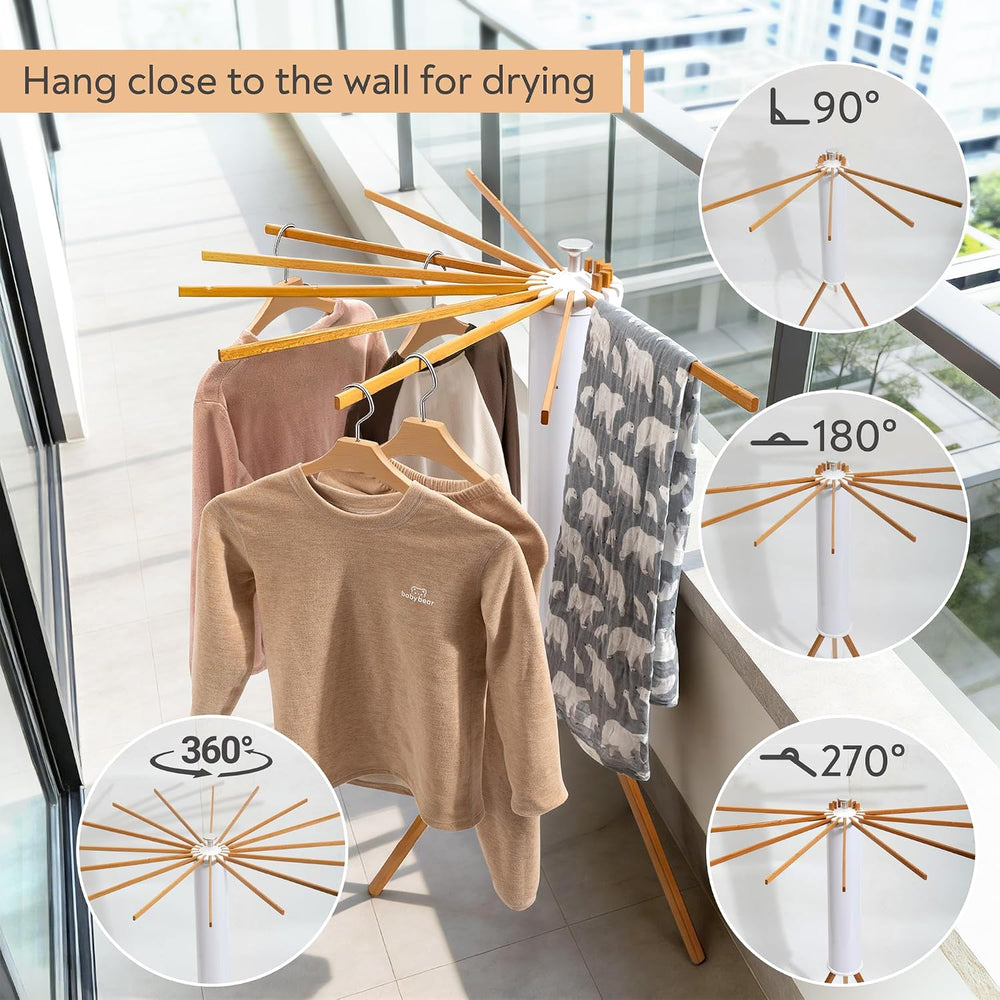 ZOFGENOW Clothes Drying Rack, Rotary Foldable Stand with 16 Arms, White