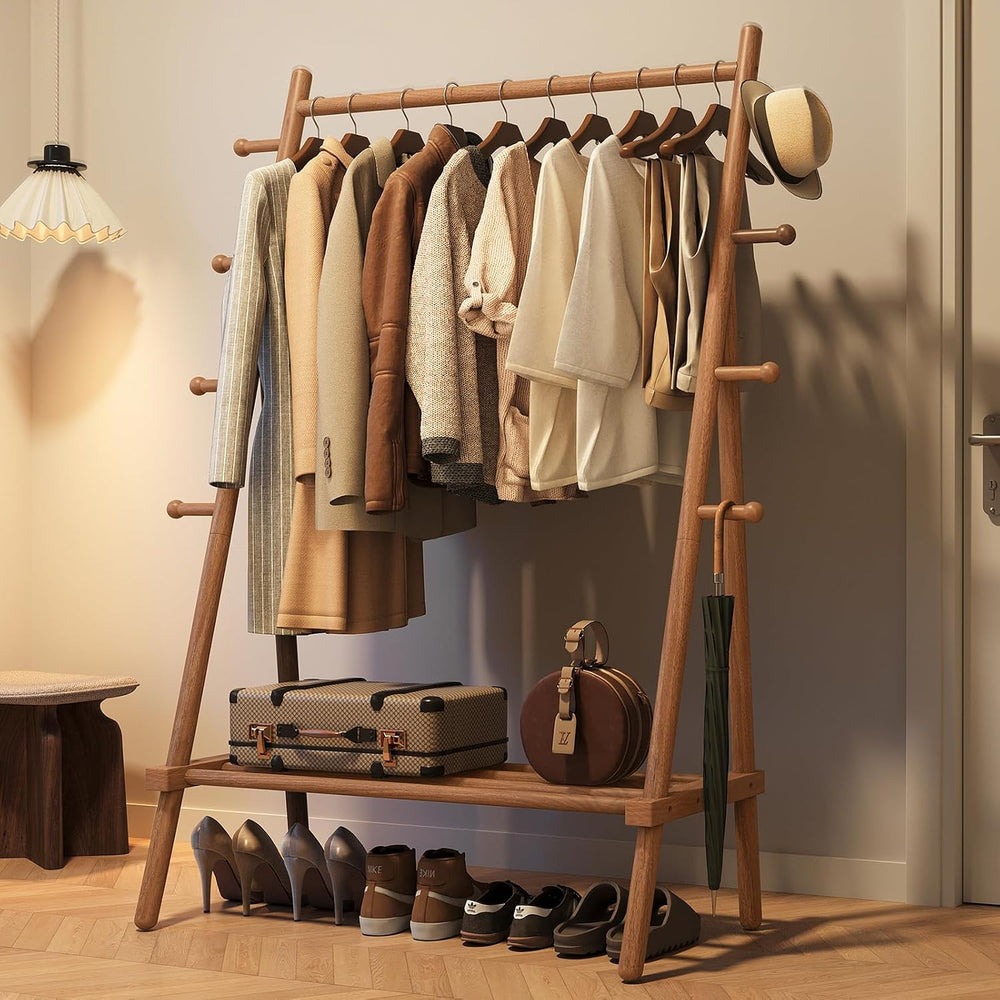 Yoobure Solid Wood Clothes Rack - Heavy Duty Clothing Racks for Hanging Cloth...