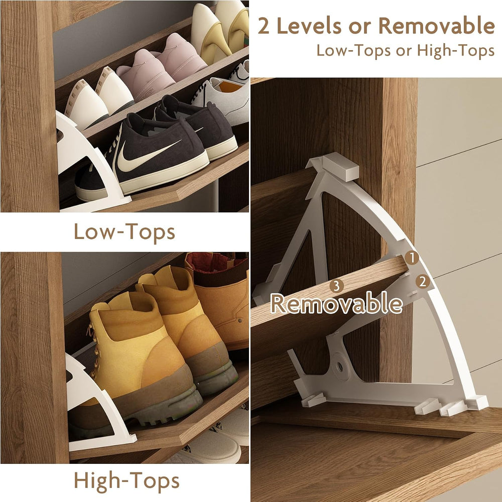 Shoe Organizer Cabinet Storage for Entryway - Slim Rattan Shoe Rack for Front...