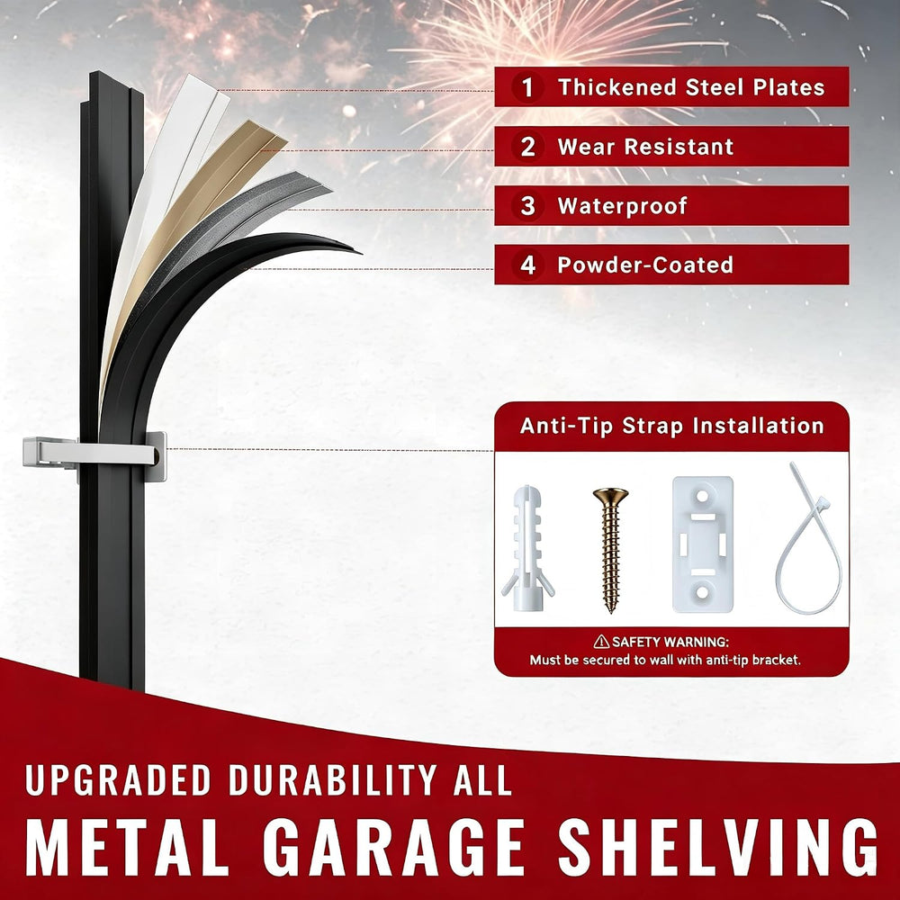 5 Tier Heavy Duty Garage Shelving Units, 5000 lbs Capacity Adjustable Metal S...