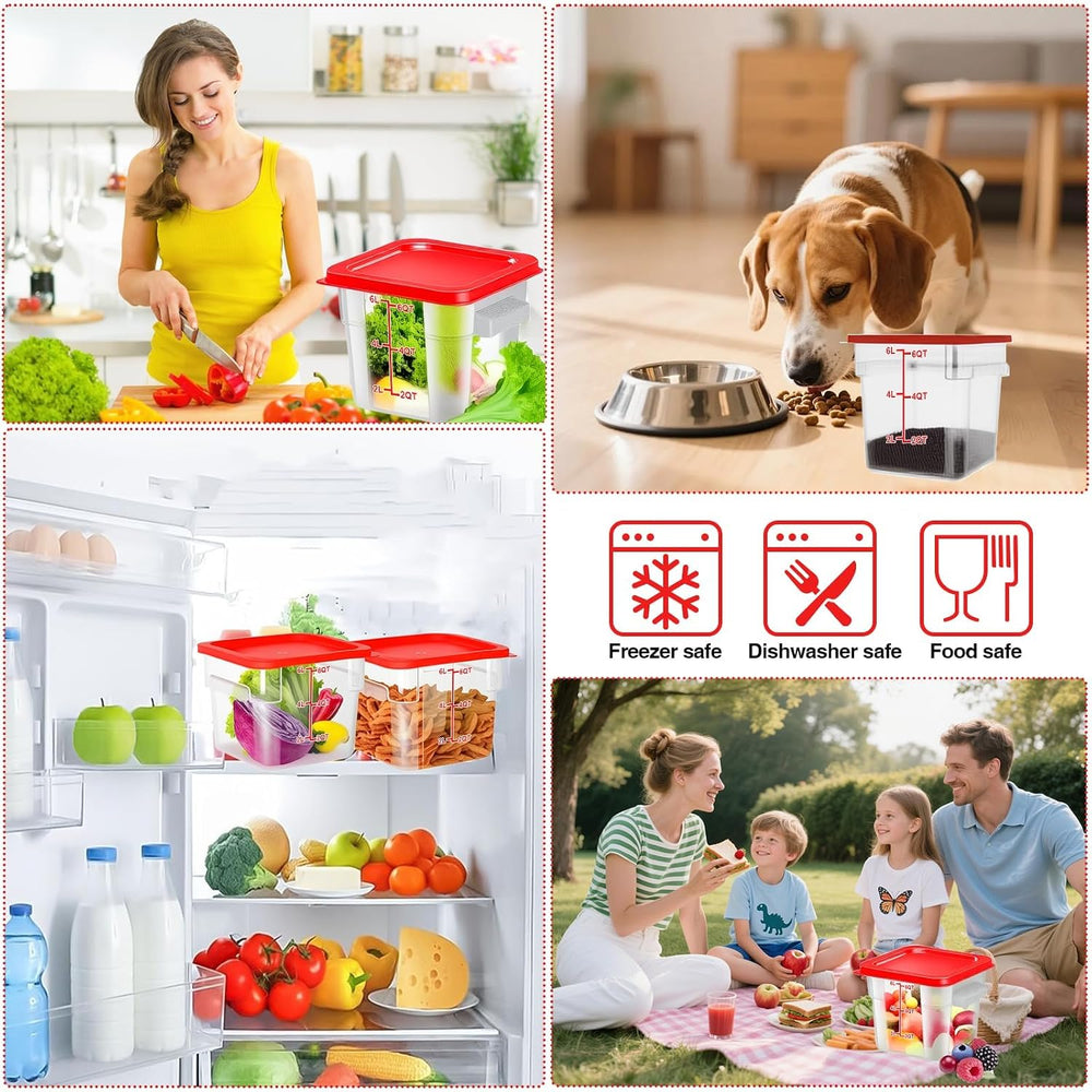 2 Pack Square Food Storage Container With Lid,2-12 Quart Commercial Storage B...