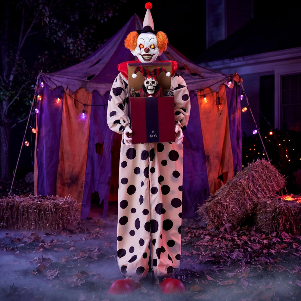 JOYIN 67" Halloween Animatronic Clown with Pop-Up Box, Halloween Decor O...
