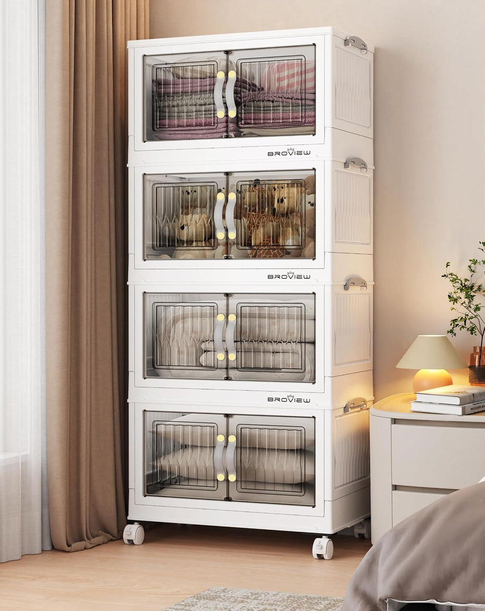 BROVIEW 180Qt Stackable Storage Bins with Lid, Extra Large Closet Organizer C...