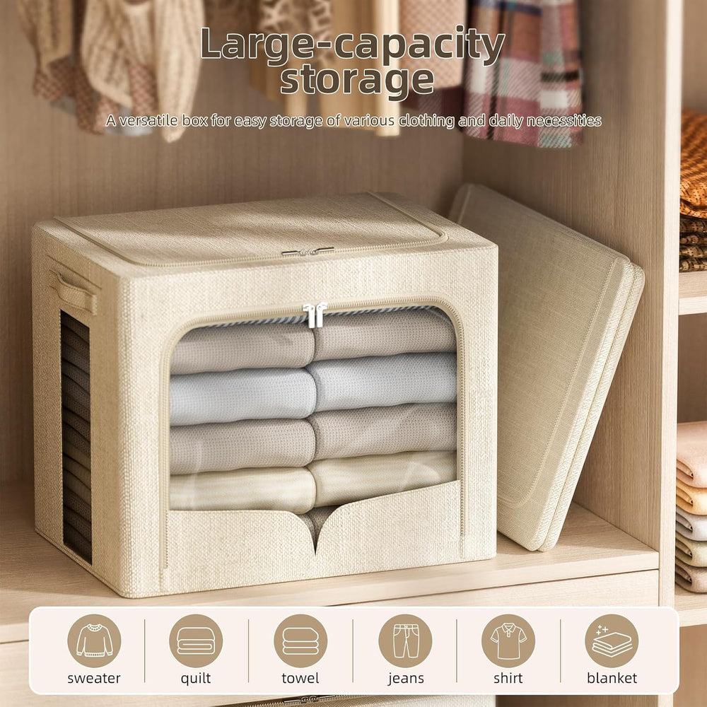 FHSQX 6 Pack Clothes Storage Bins,Beige,16.5x12.2x12.2 Inch