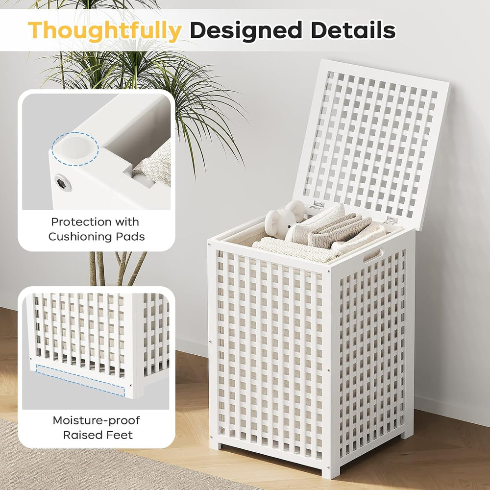 oakvivo Bamboo Laundry Hamper, 17.7" x 17.7" x 25.6" Bathroom ...