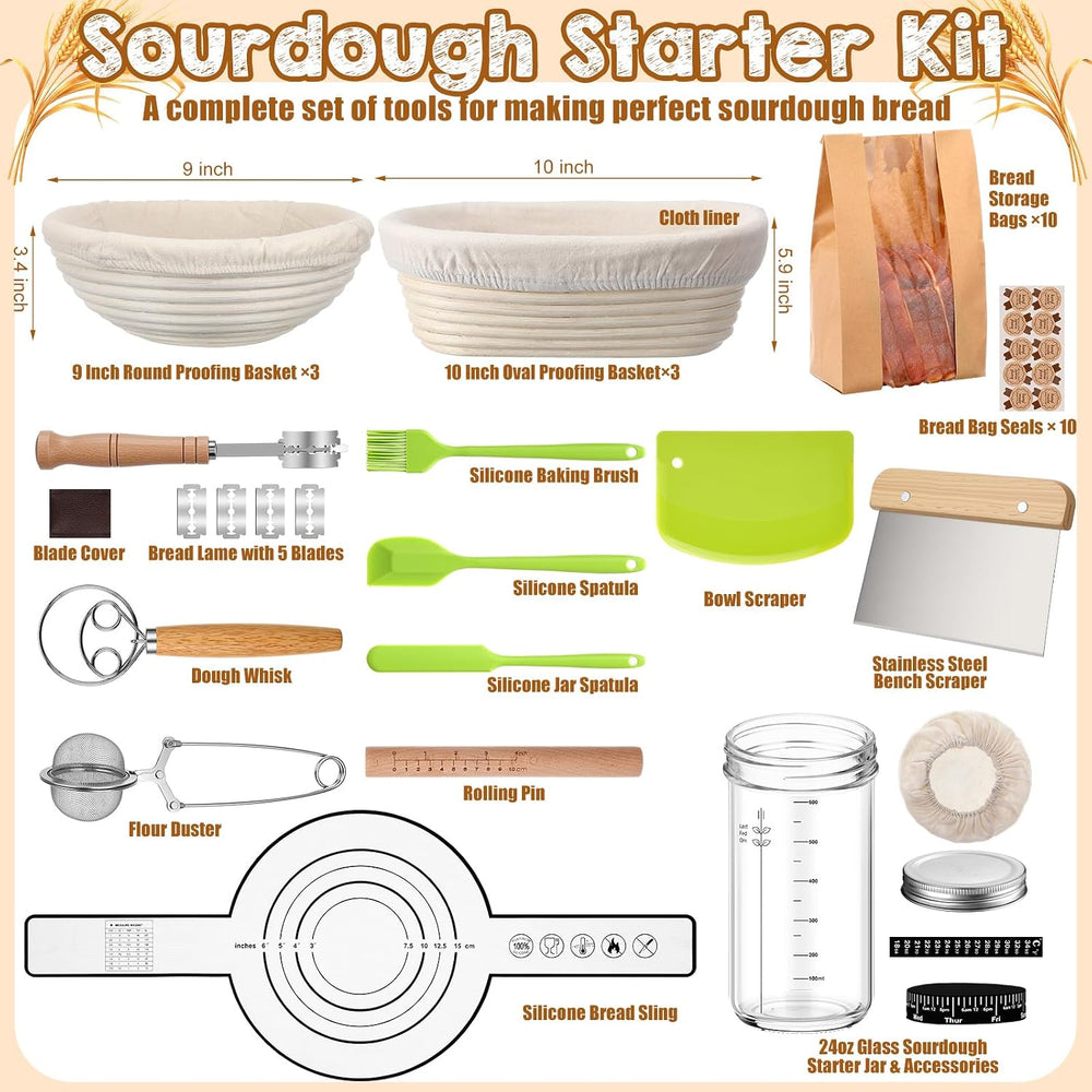 Nitial Sourdough Starter Kit with Proofing Baskets