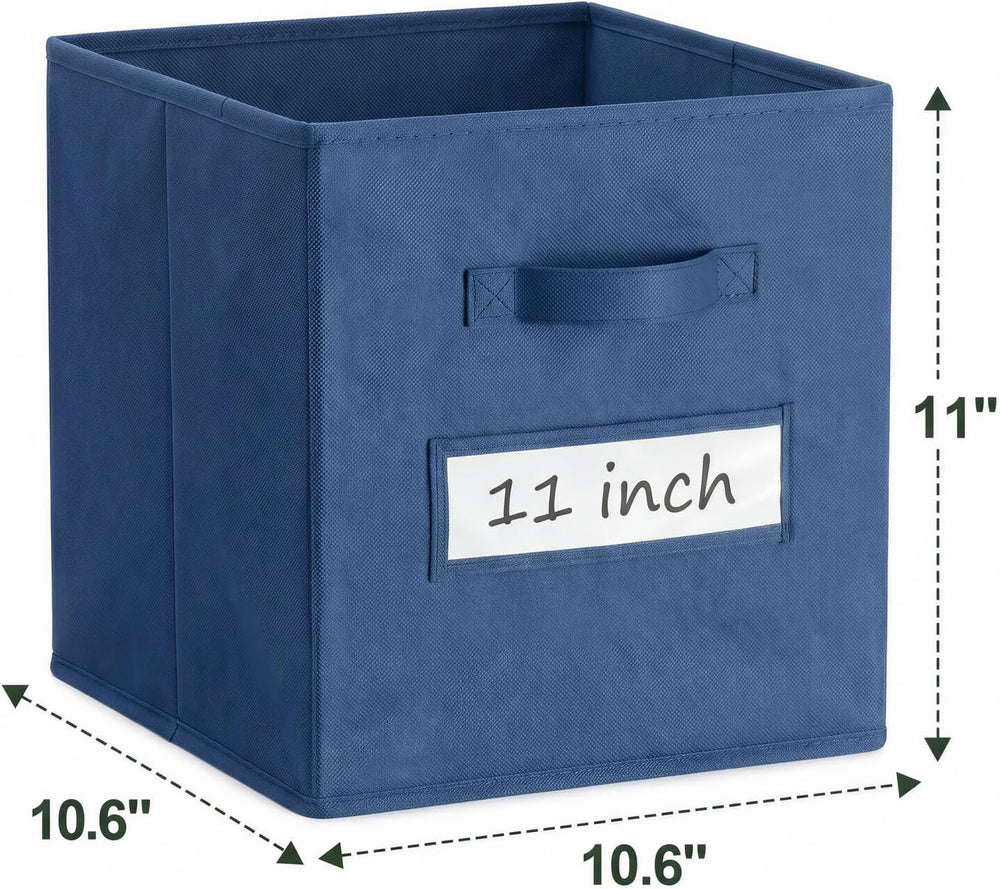 Storage Bins,11" Cube Storage Bin with Labels,10pcs,Navy Blue
