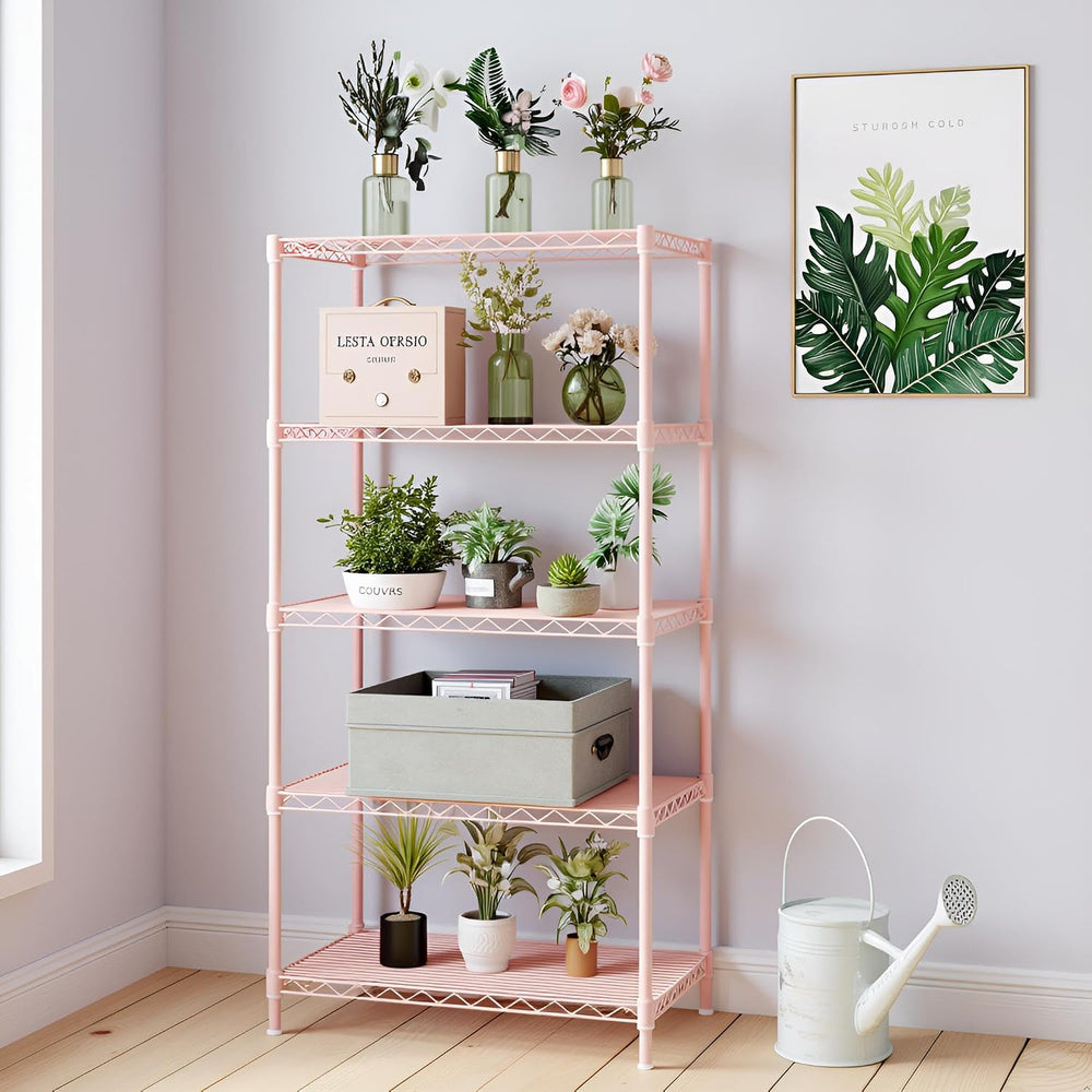 5 Tier Storage Racks Shelving, Heavy Steel Pantry Shelves, Adjustable Wire Sh...