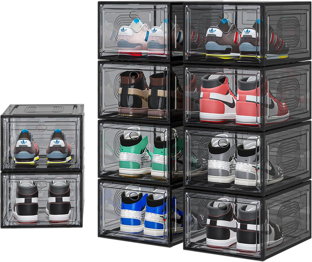 YFXCVSL 10 Pack Shoe Organizer, Upgrade Sturdy Shoe Boxes Stackable Shoe Stor...
