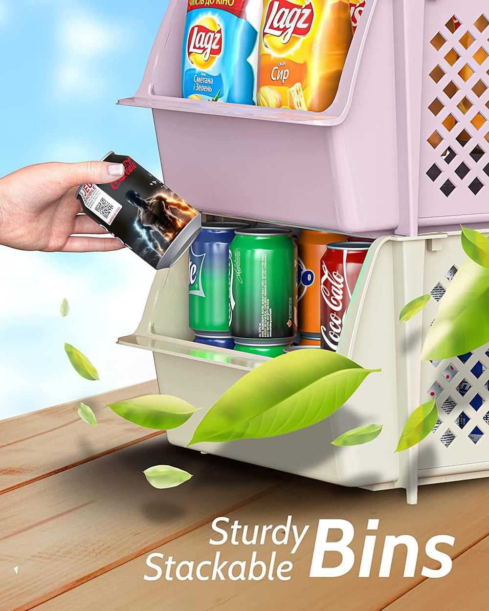 Skywin Stackable Storage Bins Open Front for Pantry Storage, 4 Pack - Multi