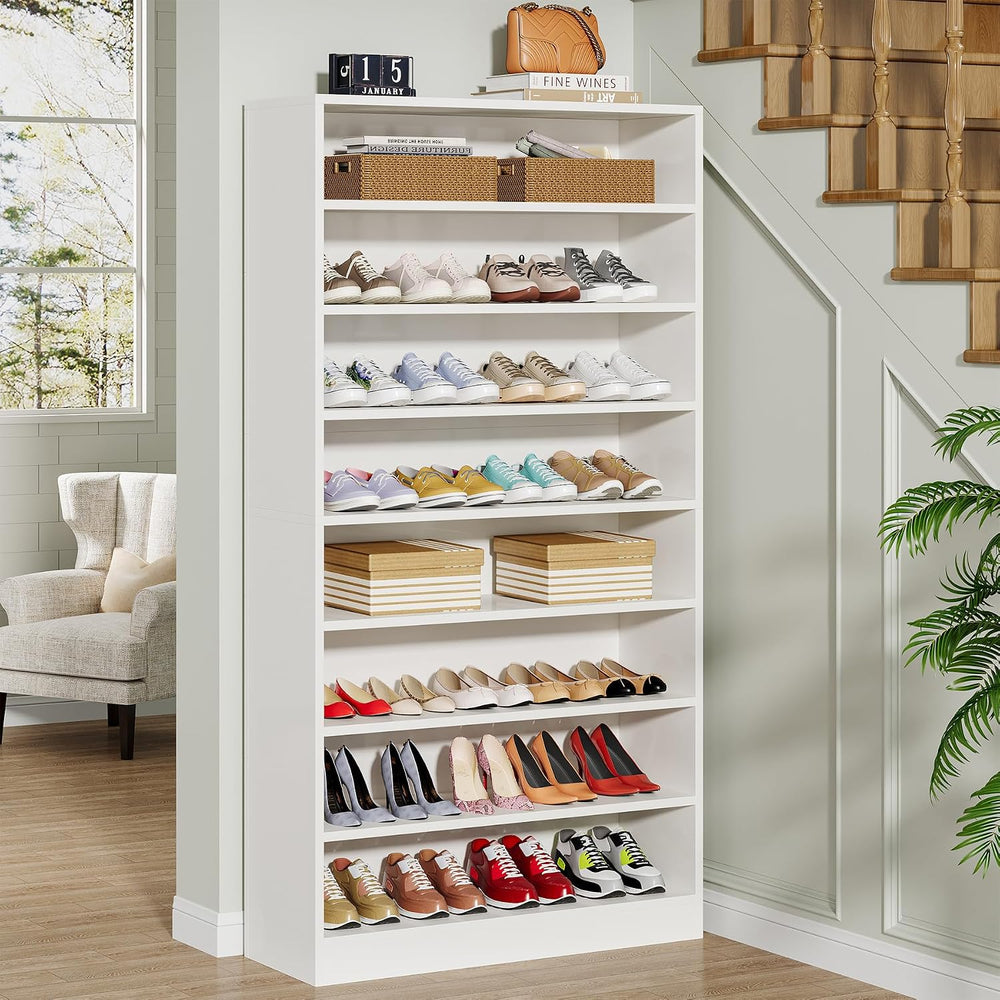 Tribesigns Tall Shoe Cabinet, Wood Freestanding 9-Tier 40-45 Pairs Shoe Stora...