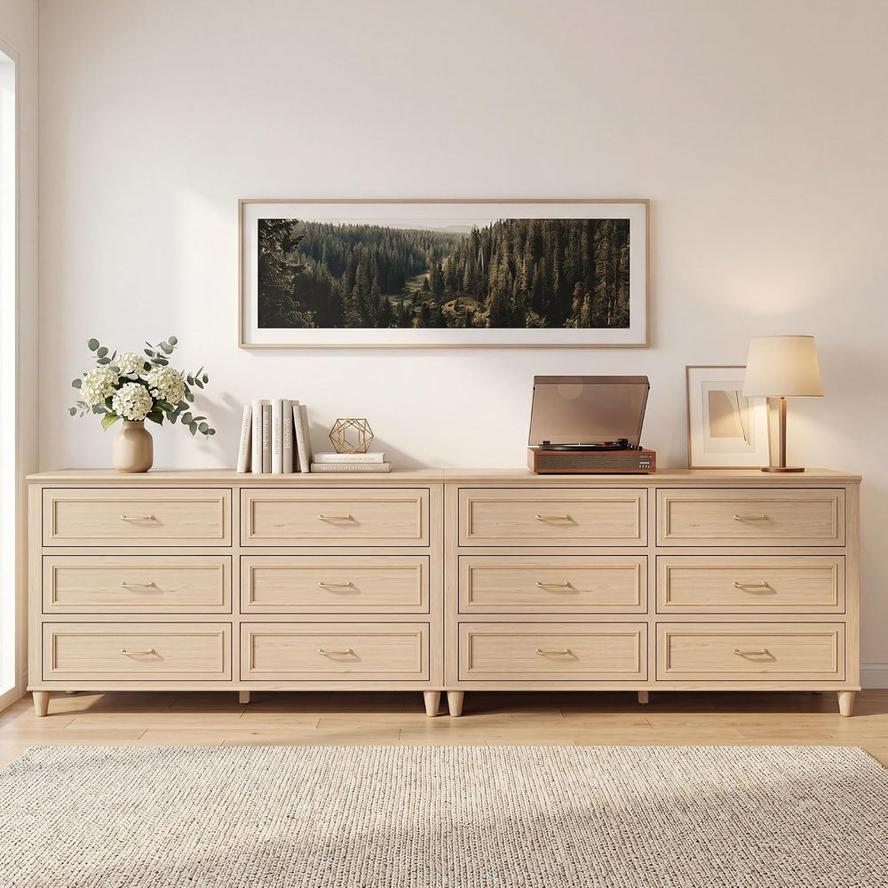 6 Drawer Dresser for Bedroom, 54" Wide Modern Closet Chest of Drawers wi...